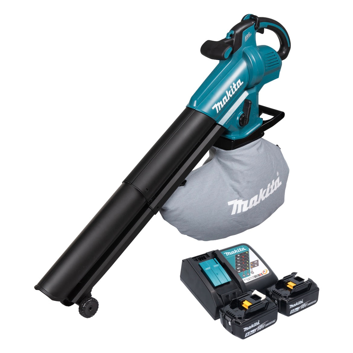 Makita DUB 187 RT2 Akku Laubbläser und Laubsauger 18 V Brushless + 2x Akku 5,0 Ah + Ladegerät