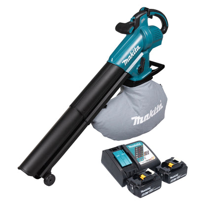 Souffleur et aspirateur à feuilles sur batterie Makita DUB 187 RG2 18 V sans balais + 2x batteries 6,0 Ah + chargeur