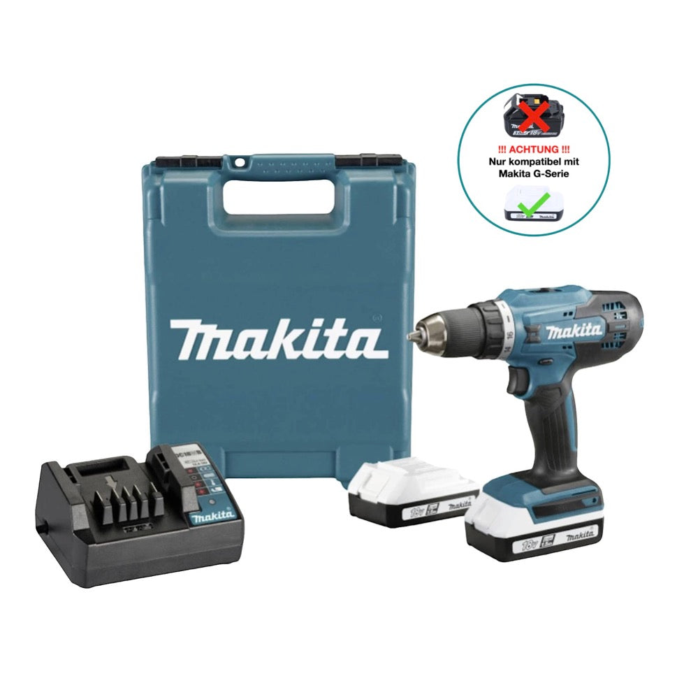 Makita DF 488 D002 perceuse-visseuse sans fil 18 V 42 Nm série G + 2x batteries 1,5 Ah + chargeur + mallette