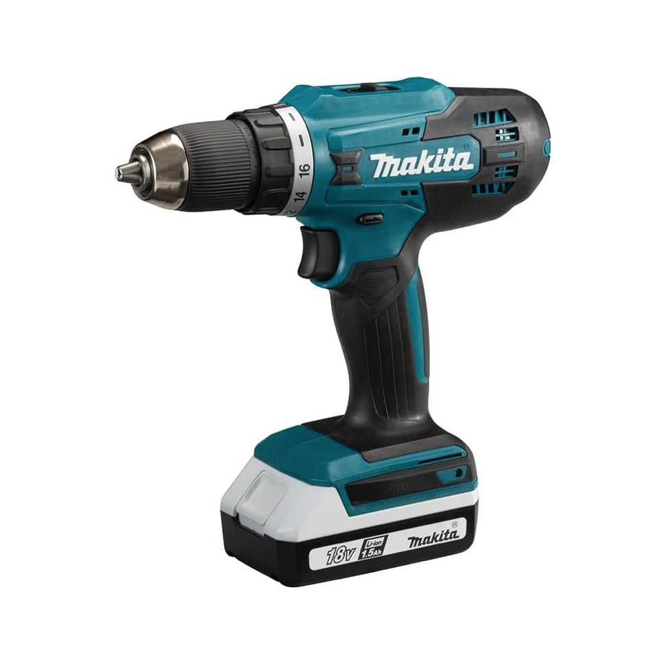 Makita DF 488 D002 Akku Bohrschrauber 18 V 42 Nm G-Serie + 2x Akku 1,5 Ah + Ladegerät + Koffer