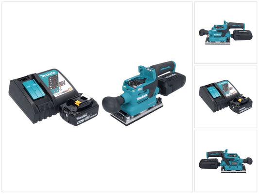 Makita DBO 382 RT1 ponceuse orbitale sur batterie 18 V 93 x 185 mm sans balai + 1x batterie 5,0 Ah + chargeur