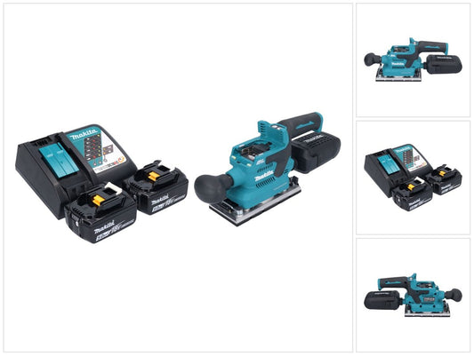 Makita DBO 382 RT ponceuse orbitale sur batterie 18 V 93 x 185 mm sans balais + 2x batteries 5,0 Ah + chargeur