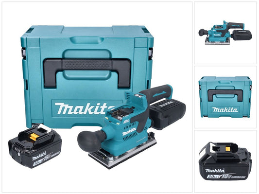 Makita DBO 382 F1J Ponceuse orbitale sur batterie 18 V 93 x 185 mm sans balais + 1x batterie 3,0 Ah + Makpac - sans chargeur