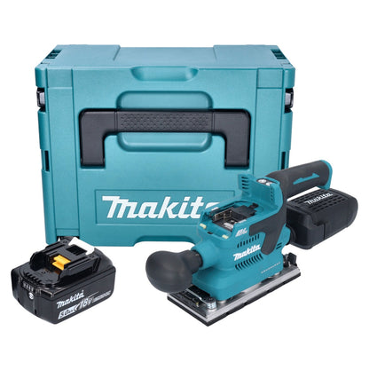 Makita DBO 382 T1J Akku Schwingschleifer 18 V 93 x 185 mm Brushless + 1x Akku 5,0 Ah + Makpac - ohne Ladegerät