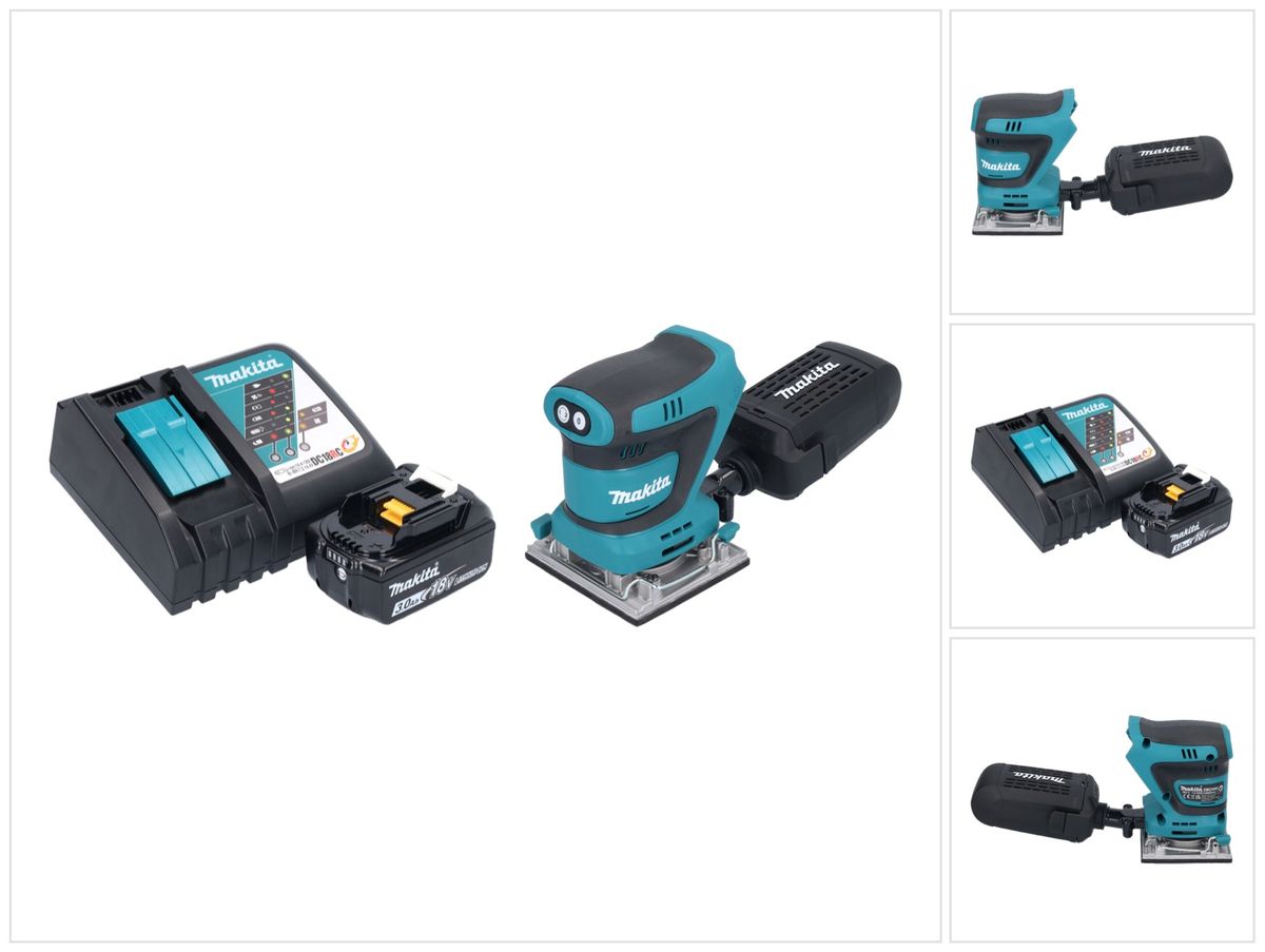 Makita DBO 484 RF1 ponceuse orbitale sur batterie 18 V 112 x 102 mm + 1x batterie 3,0 Ah + chargeur