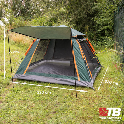 Toolbrothers Kit de camping en plein air Tente pour 2 à 4 personnes Tente hydraulique Pop-Up + Équipement de camping 13 pièces