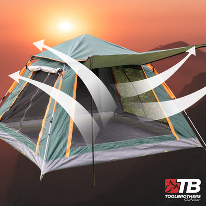 Toolbrothers Outdoor Camping-Set Zelt für 2-4 Personen Hydraulikzelt  Pop-Up zelt + Campingausrüstung 13-tlg