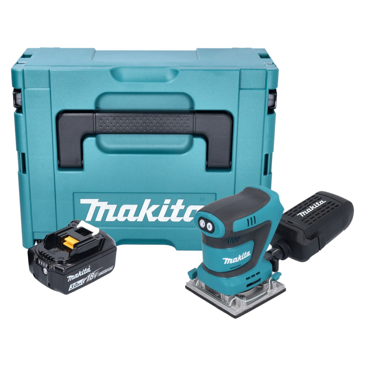 Makita DBO 484 F1J Akku Schwingschleifer 18 V 112 x 102 mm + 1x Akku 3,0 Ah + Makpac - ohne Ladegerät