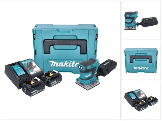 Makita DBO 484 RGJ Akku Schwingschleifer 18 V 112 x 102 mm + 2x Akku 6,0 Ah + Ladegerät + Makpac