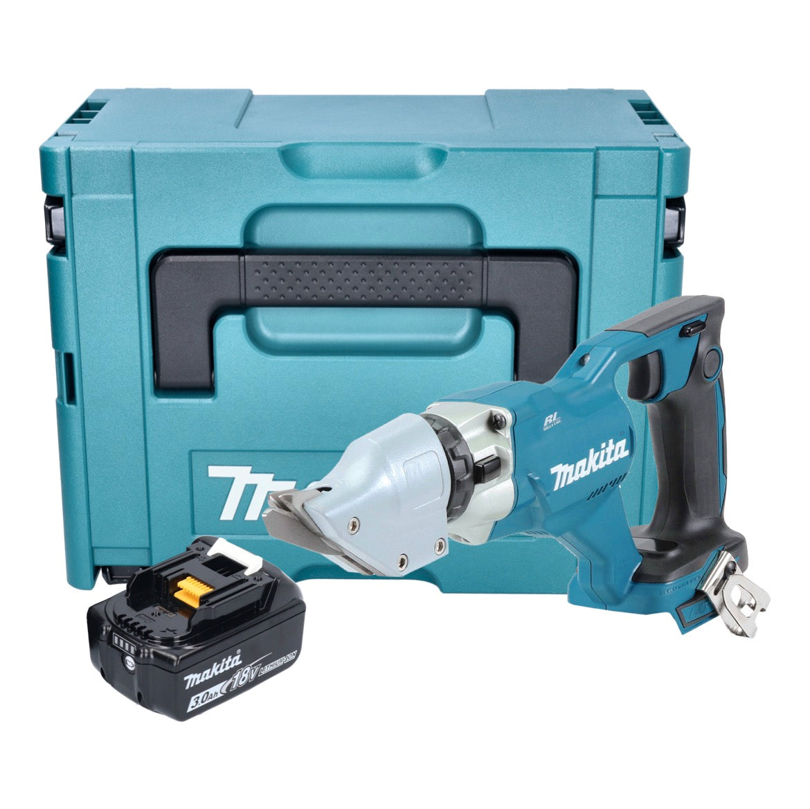 Makita DJS 200 F1J Akku Blechschere 18 V 2,0 mm Brushless + 1x Akku 3,0 Ah + Makpac - ohne Ladegerät