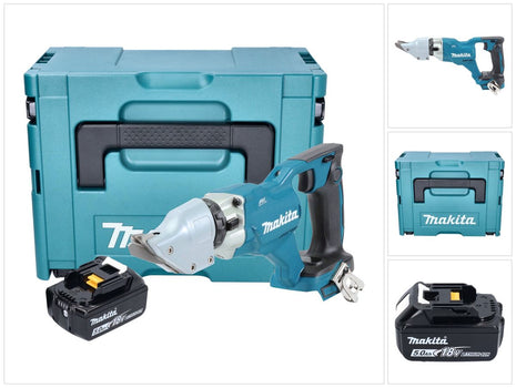 Makita DJS 200 T1J Akku Blechschere 18 V 2,0 mm Brushless + 1x Akku 5,0 Ah + Makpac - ohne Ladegerät