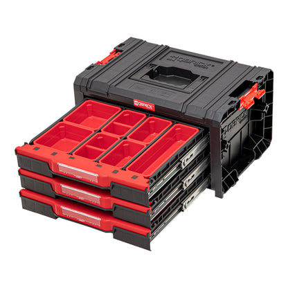 Qbrick System PRO Drawer 3 Toolbox 2.0 Expert stapelbar 450 x 310 x 244 mm 3x 4,5 l IP54 mit drei Schubläden 21 Inlays