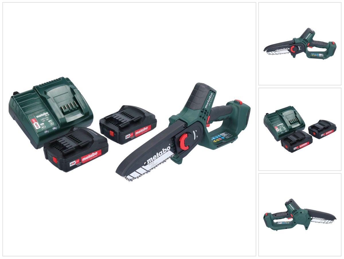 Scie à bois à batterie Metabo MS 18 LTX 15 18 V 15 cm 5 m/s + 2x batteries 2,0 Ah + chargeur