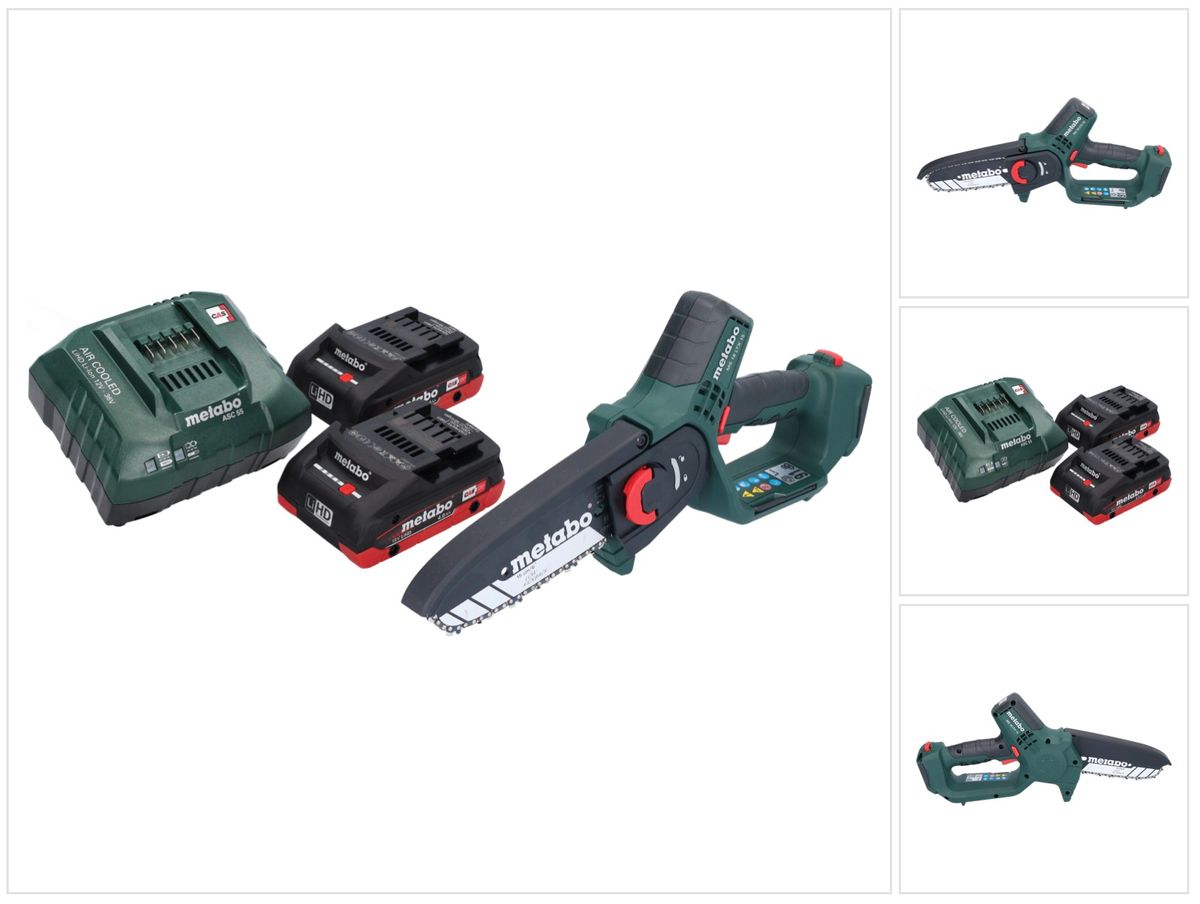 Scie à bois à batterie Metabo MS 18 LTX 15 18 V 15 cm 5 m/s + 2x batterie 4,0 Ah + chargeur