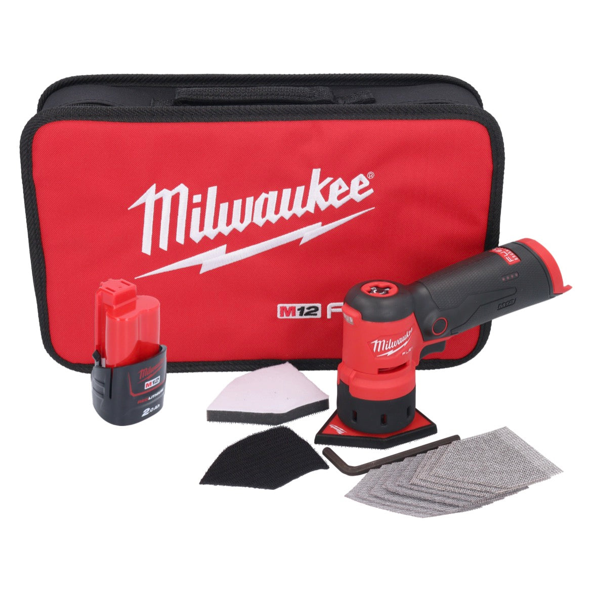 Meuleuse à pointes sur batterie Milwaukee M12 FDSS-201B 12 V 88,8 x 63,5 mm + 1x batterie 2,0 Ah - sans chargeur