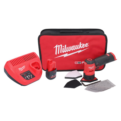 Milwaukee M12 FDSS-251B Akku Punktschleifer 12 V 88,8 x 63,5 mm + 1x Akku 2,5 Ah + Ladegerät