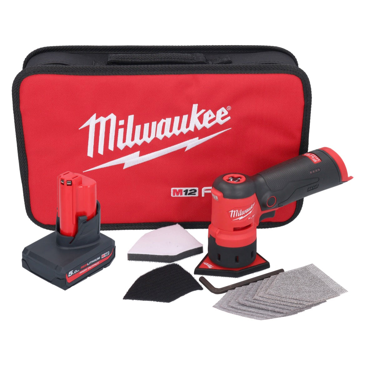 Milwaukee M12 FDSS-501B Akku Punktschleifer 12 V 88,8 x 63,5 mm + 1x Akku 5,0 Ah - ohne Ladegerät