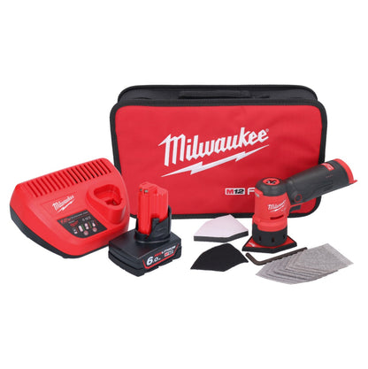 Milwaukee M12 FDSS-601B Akku Punktschleifer 12 V 88,8 x 63,5 mm + 1x Akku 6,0 Ah + Ladegerät