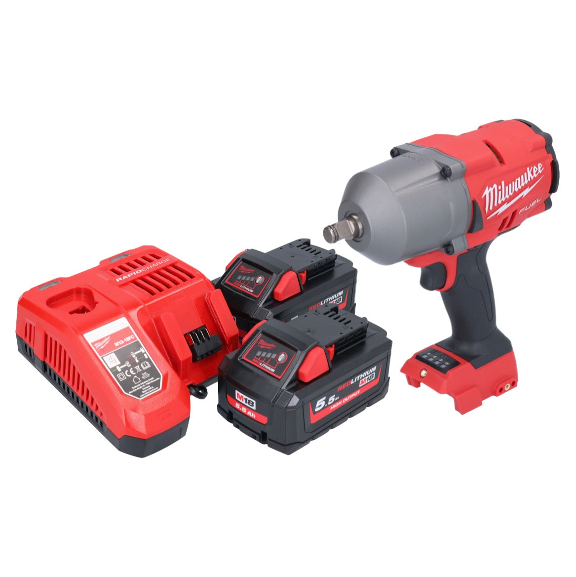 Milwaukee M18 FHIWF12-552 Akku Schlagschrauber 18 V 1356 Nm 1/2" Brushless + 2x Akku 5,5 Ah + Ladegerät