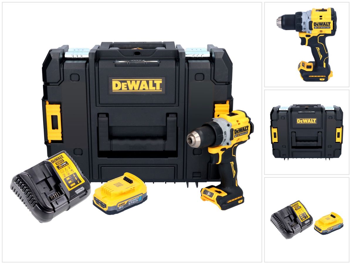 Perceuse-visseuse sans fil DeWalt DCD 800 E1T 18 V 90 Nm sans balais + 1x batterie 1,7 Ah + chargeur + TSTAK