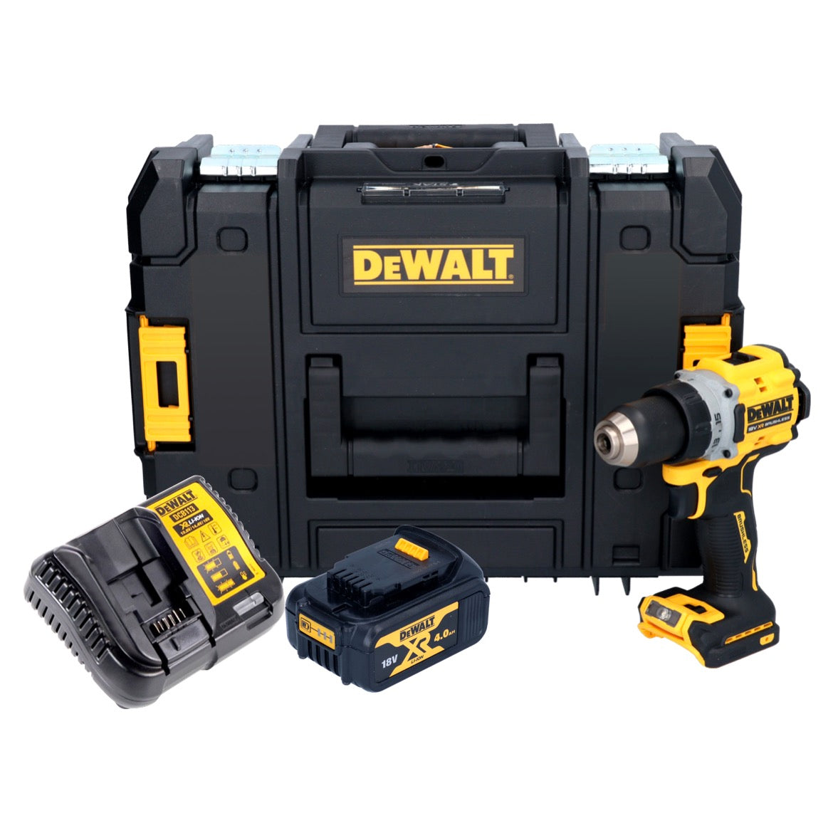 Perceuse-visseuse sans fil DeWalt DCD 800 M1T 18 V 90 Nm sans balais + 1x batterie 4,0 Ah + chargeur + TSTAK