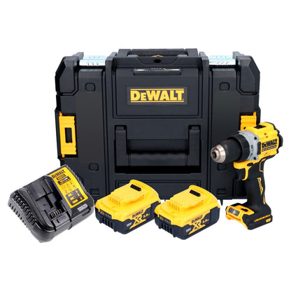 Perceuse-visseuse sans fil DeWalt DCD 800 P2T 18 V 90 Nm sans balais + 2x batteries 5,0 Ah + chargeur + TSTAK