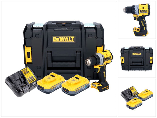 Perceuse-visseuse sans fil DeWalt DCD 800 H2T 18 V 90 Nm sans balais + 2x batteries 5,0 Ah + chargeur + TSTAK