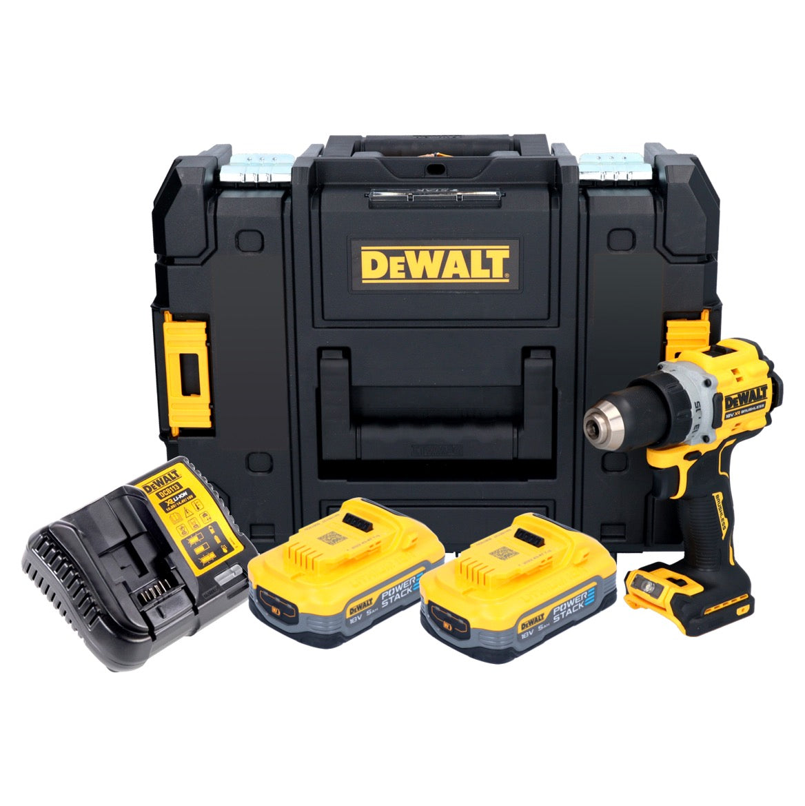 Perceuse-visseuse sans fil DeWalt DCD 800 H2T 18 V 90 Nm sans balais + 2x batteries 5,0 Ah + chargeur + TSTAK