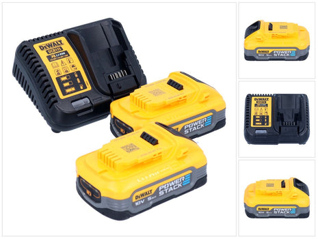 Kit de démarrage de batterie Dewalt 18 V DCB 115 H2 2x batterie Powerstack 5,0 Ah + chargeur DCB 115 XR