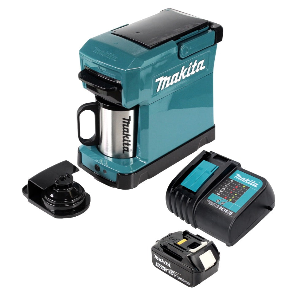 Makita DCM 501 RT  Kaffeemaschine Akku betrieben, tragbar + 1x 5,0 Ah Akku & Ladegerät