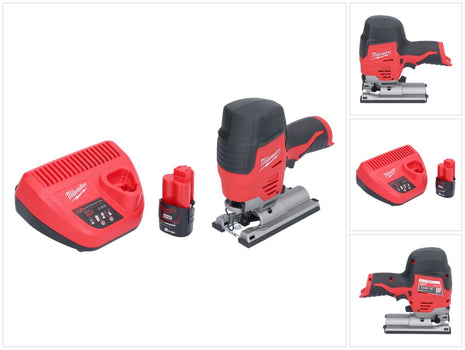 Milwaukee M12 JS-201 Akku Stichsäge 12 V + 1x Akku 2,0 Ah + Ladegerät