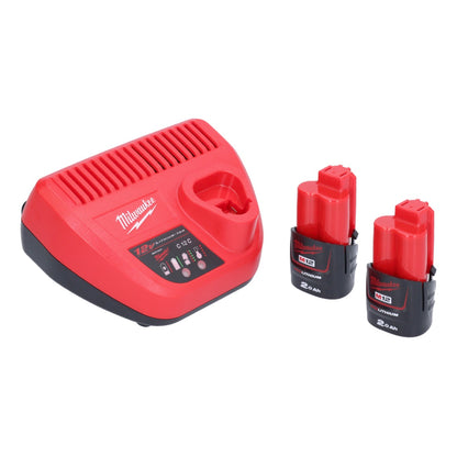 Scie sauteuse à batterie Milwaukee M12 JS-202 12 V + 2x batteries 2,0 Ah + chargeur