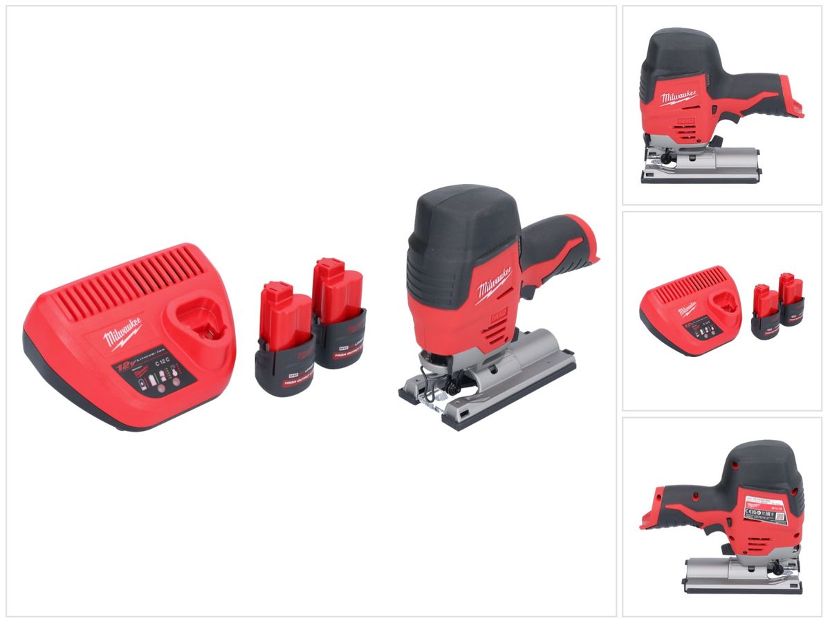 Scie sauteuse à batterie Milwaukee M12 JS-252 12 V + 2x batteries 2,5 Ah + chargeur