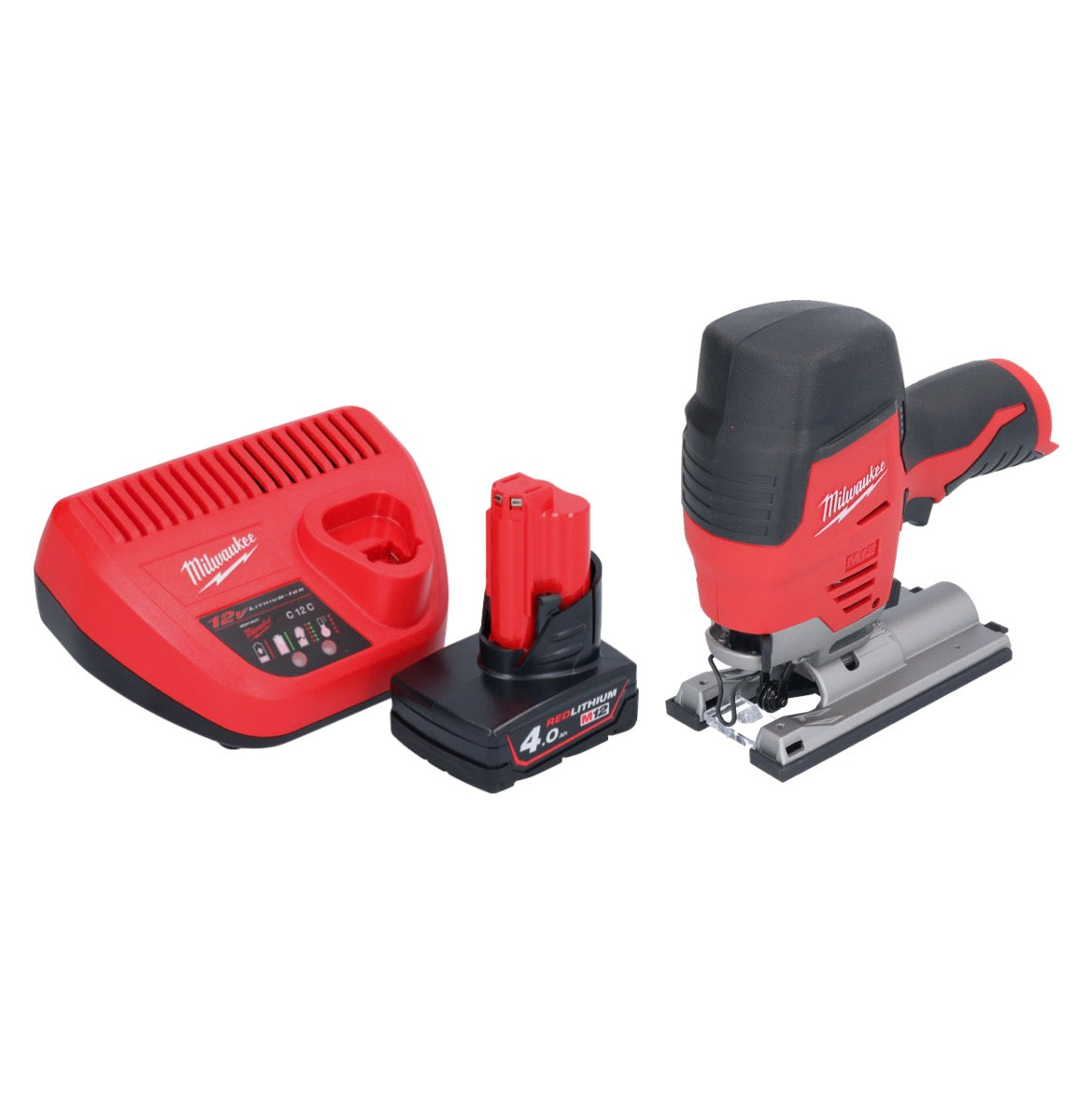 Milwaukee M12 JS-401 Akku Stichsäge 12 V + 1x Akku 4,0 Ah + Ladegerät