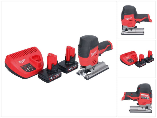 Milwaukee M12 JS-402 Akku Stichsäge 12 V + 2x Akku 4,0 Ah + Ladegerät