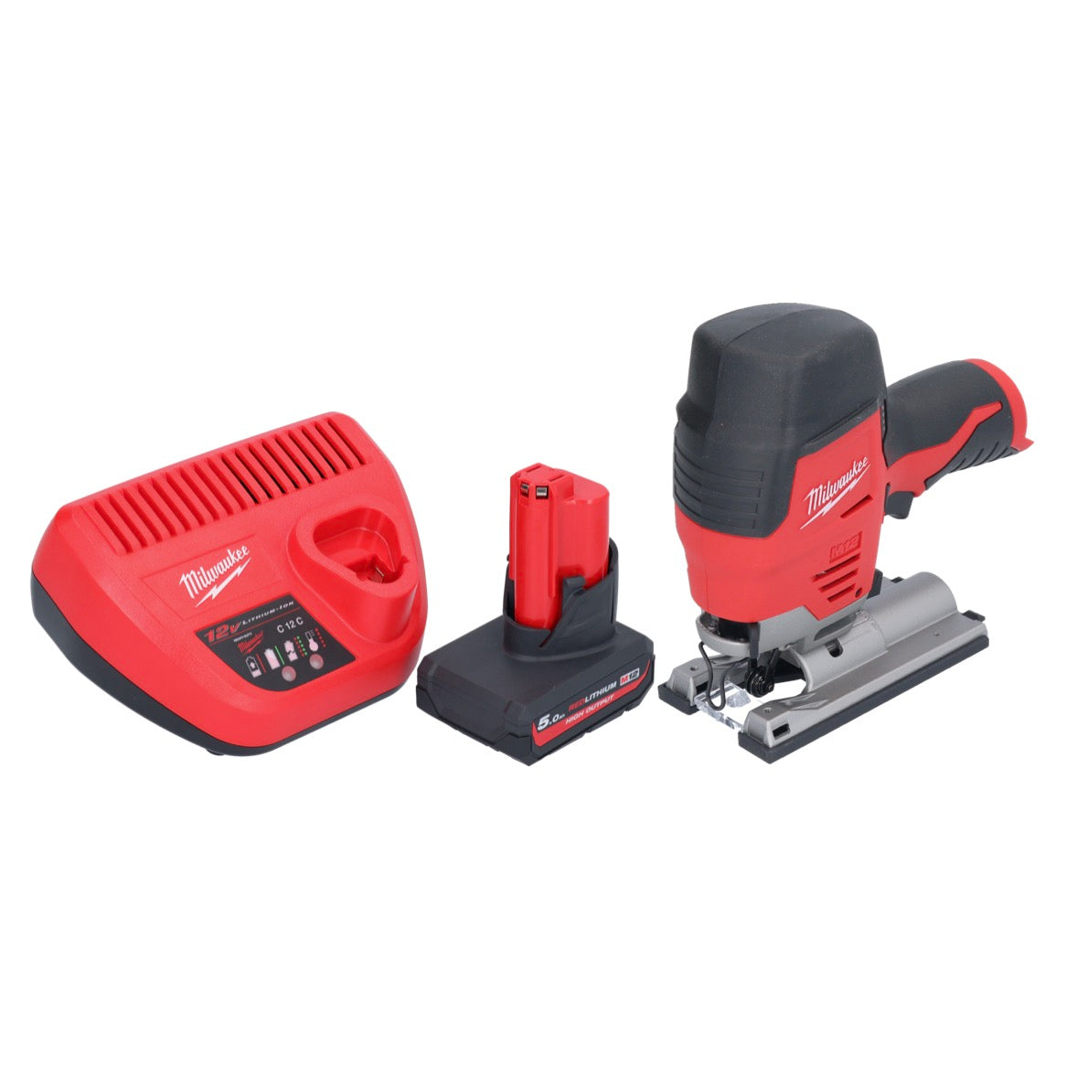 Scie sauteuse à batterie Milwaukee M12 JS-501 12 V + 1x batterie 5,0 Ah + chargeur