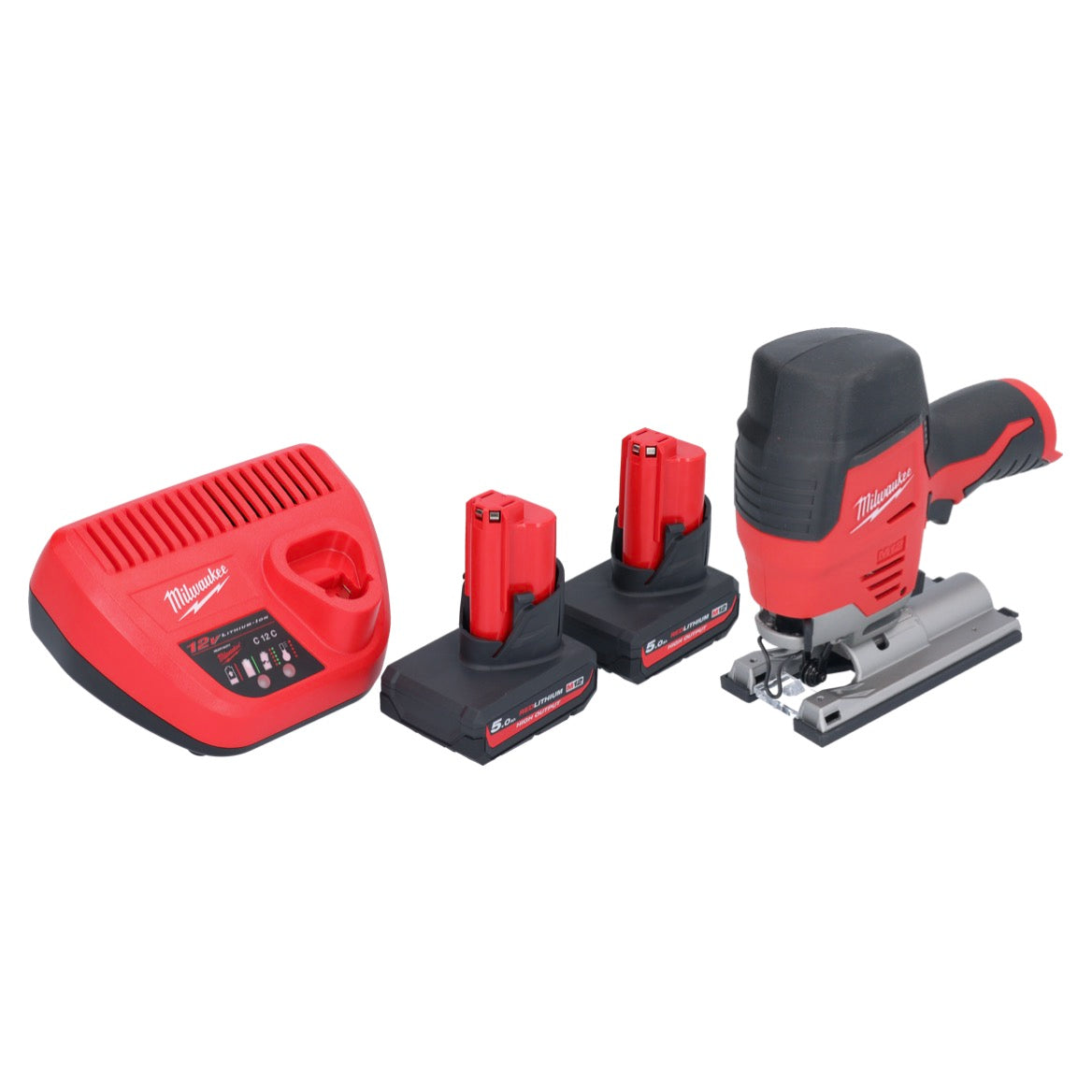 Milwaukee M12 JS-502 Akku Stichsäge 12 V + 2x Akku 5,0 Ah + Ladegerät