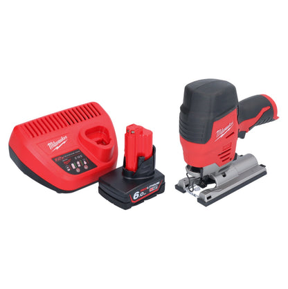 Scie sauteuse à batterie Milwaukee M12 JS-601 12 V + 1x batterie 6,0 Ah + chargeur