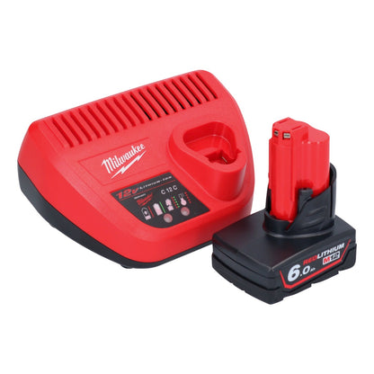 Milwaukee M12 JS-601 Akku Stichsäge 12 V + 1x Akku 6,0 Ah + Ladegerät