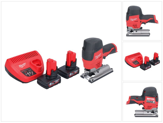 Milwaukee M12 JS-602 Akku Stichsäge 12 V + 2x Akku 6,0 Ah + Ladegerät