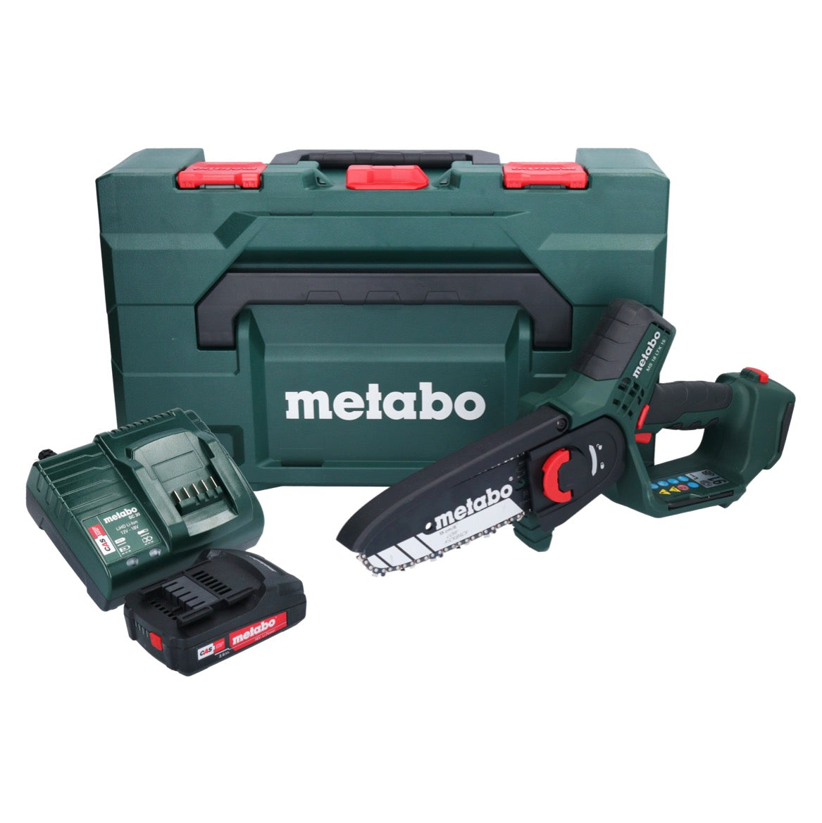 Scie à bois à batterie Metabo MS 18 LTX 15 18 V 15 cm 5 m/s + 1x batterie 2,0 Ah + chargeur + métaBOX