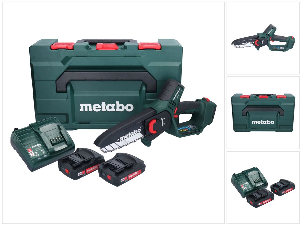 Metabo MS 18 LTX 15 Akku Gehölzsäge 18 V 15 cm 5 m/s + 2x Akku 2,0 Ah + Ladegerät + metaBOX