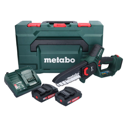 Metabo MS 18 LTX 15 Akku Gehölzsäge 18 V 15 cm 5 m/s + 2x Akku 2,0 Ah + Ladegerät + metaBOX