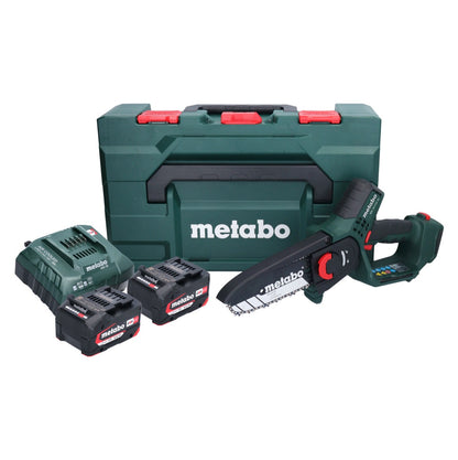 Metabo MS 18 LTX 15 Akku Gehölzsäge 18 V 15 cm 5 m/s + 2x Akku 4,0 Ah + Ladegerät + metaBOX