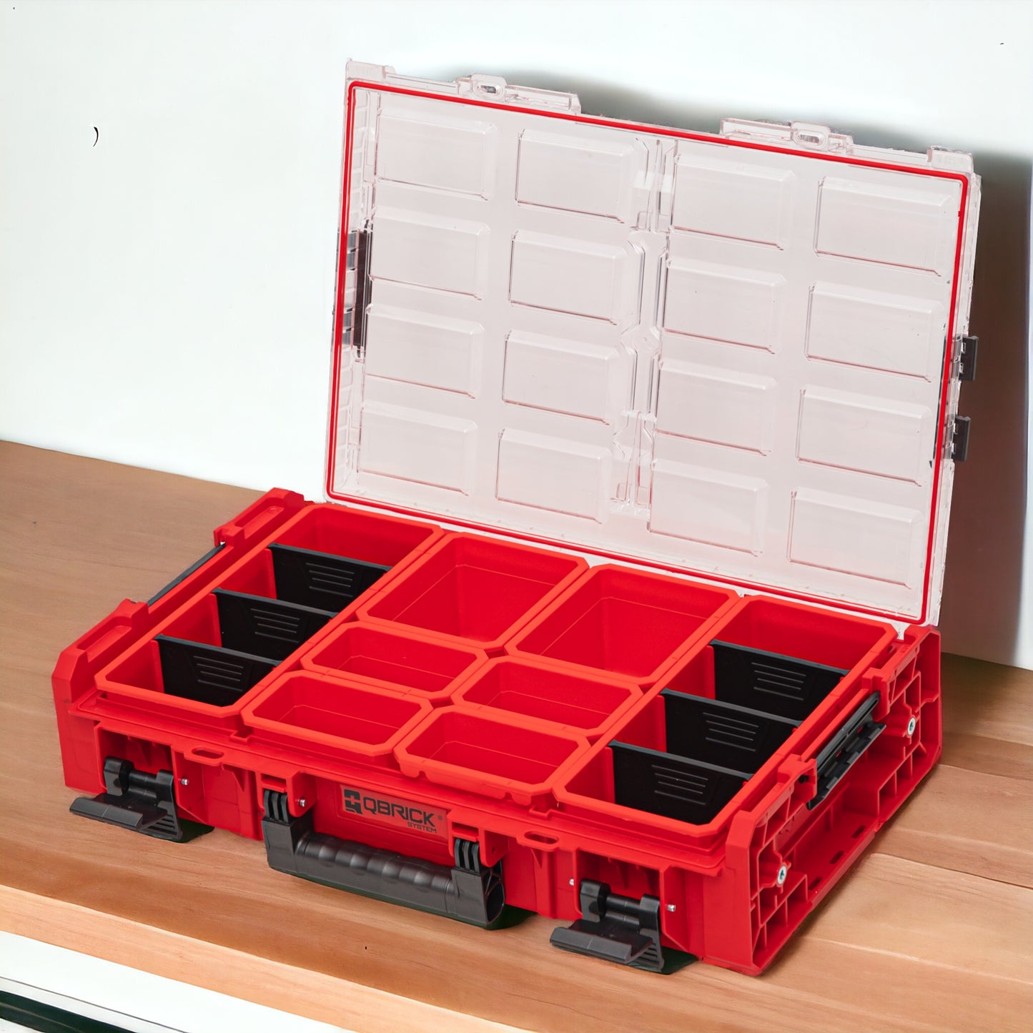 Qbrick System ONE Organizer XL 2.0 RED ULTRA HD Custom 582 x 387 x 131 mm 13,5 l IP66 mit 8 Inlays und 6 Trennwände