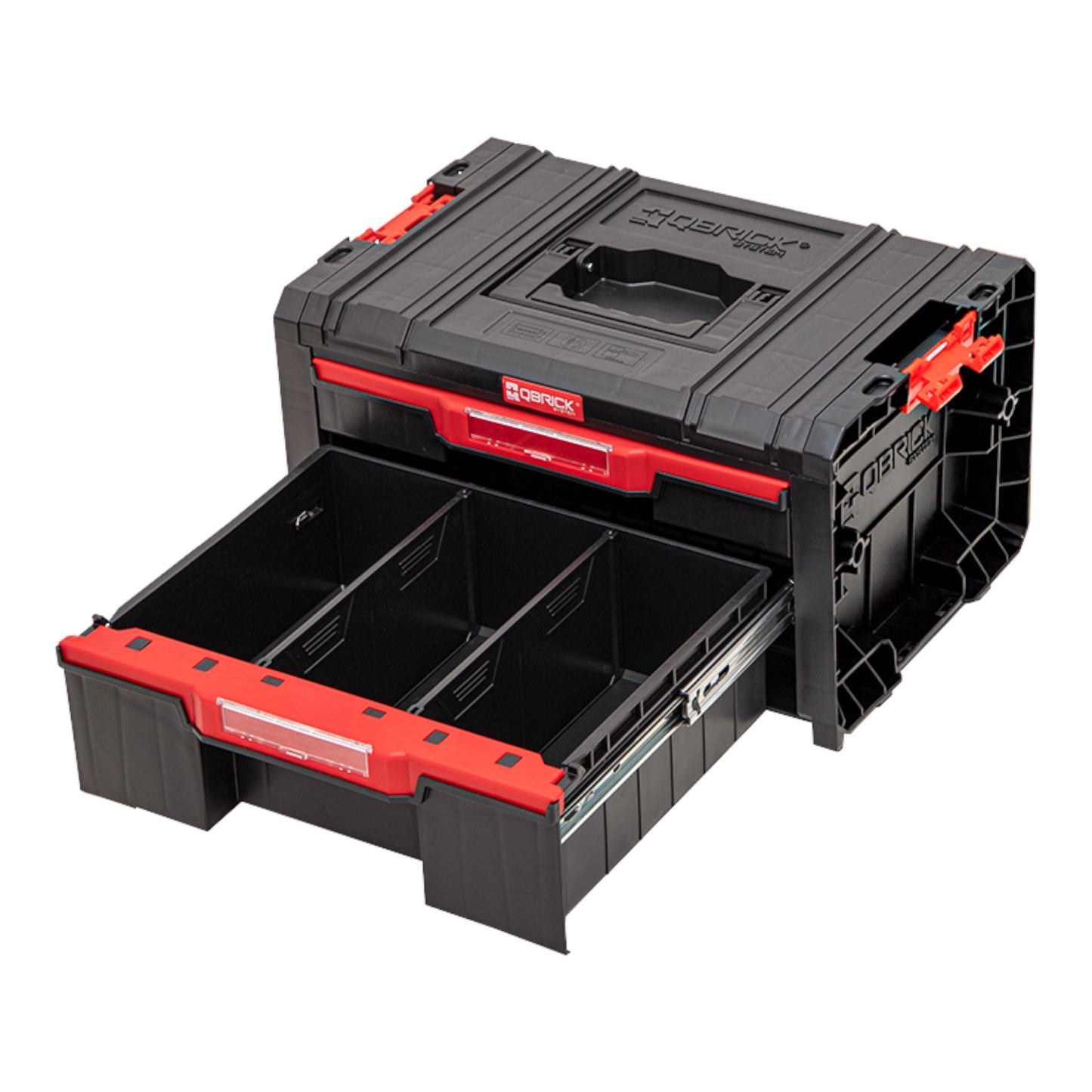 Qbrick System PRO Tiroir 2 Toolbox 2.0 Basic empilable 450 x 310 x 244 mm 4,5 l 9,5 l IP54 avec deux tiroirs 5 séparateurs