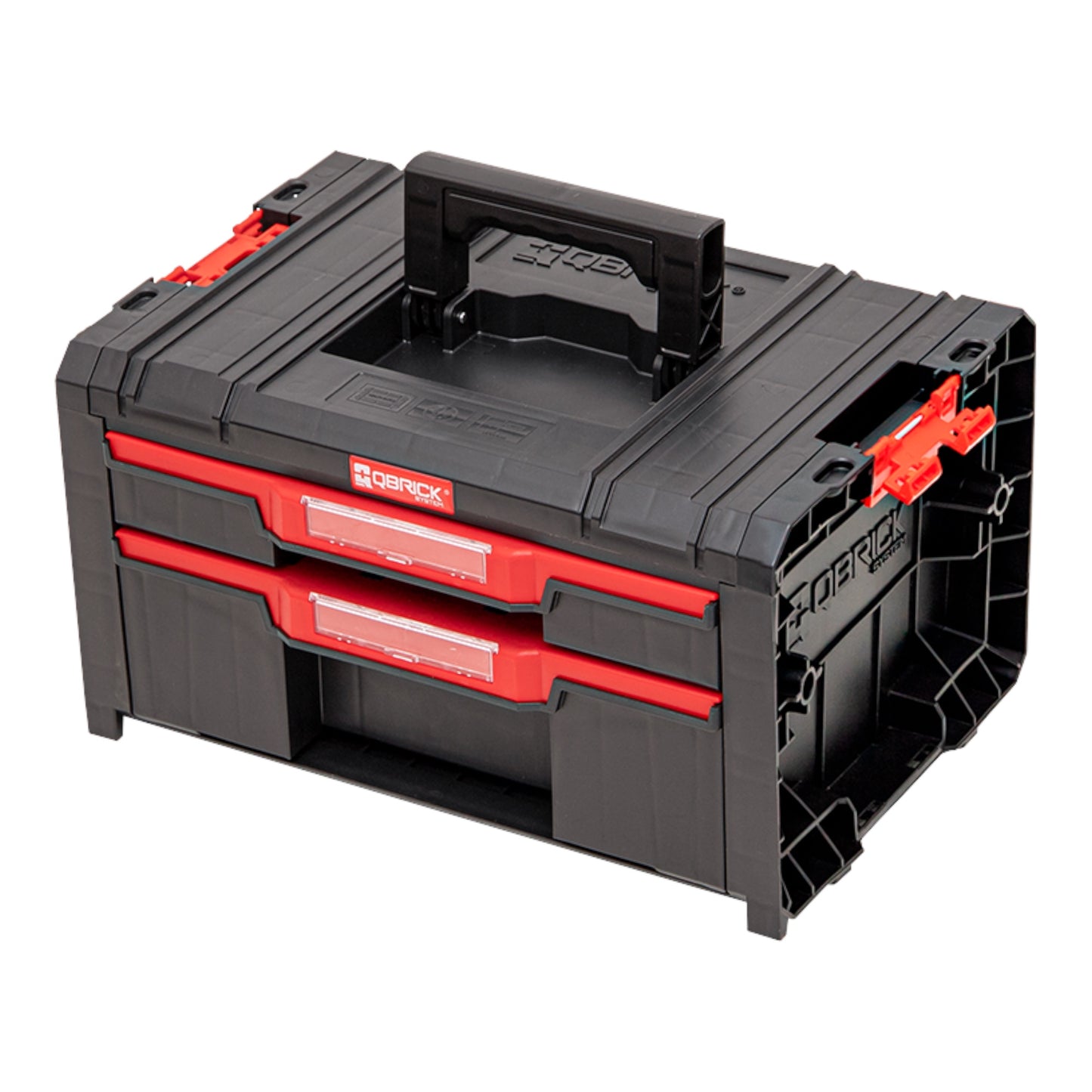 Qbrick System PRO Drawer 2 Toolbox 2.0 Basic stapelbar 450 x 310 x 244 mm 4,5 l 9,5 l IP54 mit zwei Schubläden 5 Trennwänden