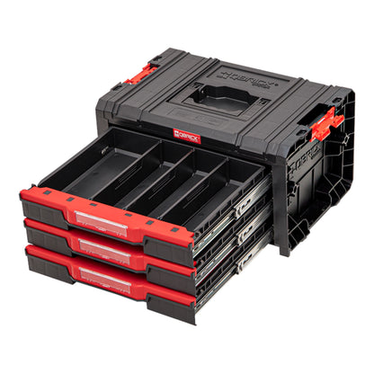 Qbrick System PRO Drawer 3 Toolbox 2.0 Basic stapelbar 450 x 310 x 244 mm 3x 4,5 l IP54 mit drei Schubläden 9 Inlays