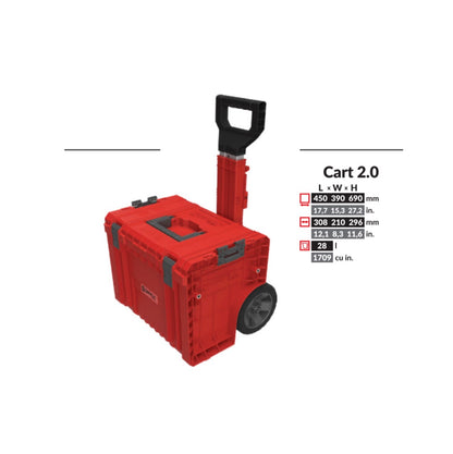 Qbrick System PRO Cart 2.0 RED ULTRA HD stapelbar 490 x 415 x 660 mm 42 l IP54 abnehmbarer Doppelteleskopgriff