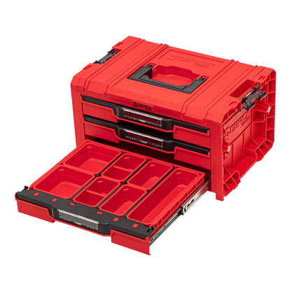 Qbrick System PRO Drawer 3 Toolbox 2.0 Expert RED ULTRA HD Werkzeugkoffer 450 x 310 x 244 mm 13,5 l stapelbar IP54 mit 3 Schubladen